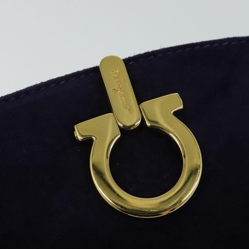 Salvatore Ferragamo Gancini Suede Purple Suede Shoulder Bag Bag - Picture 12 of 16